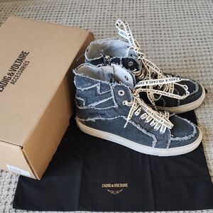 Zadig & Voltaire Distressed Denim High Flash High-Tops